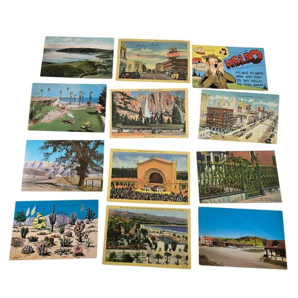 Vintage Postcard Collection Of 12 Pieces Various Locations Landmarks LI634 - Picture 1 of 10